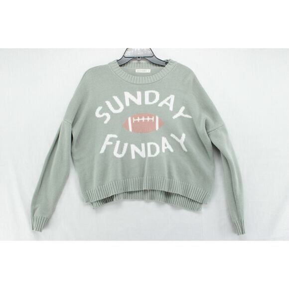 Moon & Madison Sunday Funday Sweater Women's Medium Green Football Fan Sweater - Picture 1 of 8